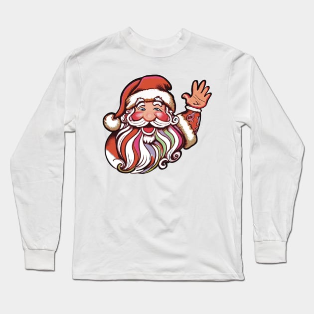 Santa waving Long Sleeve T-Shirt by FlippinTurtles